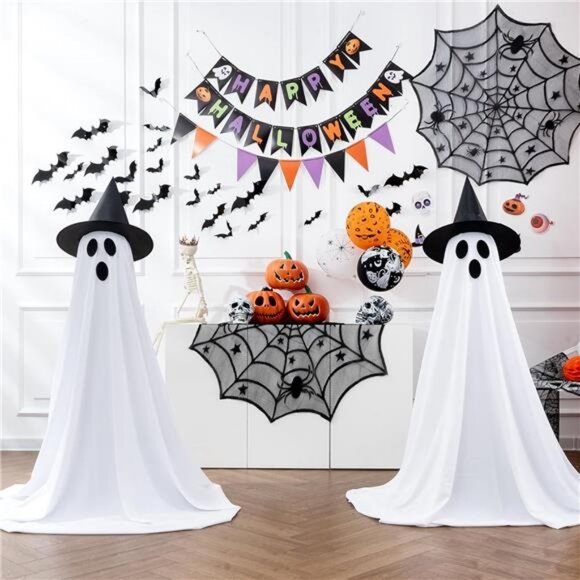 2 Packs Halloween Ghost Decor with Remote String Lights for Indoor/Outdoor - Picture 6 of 7
